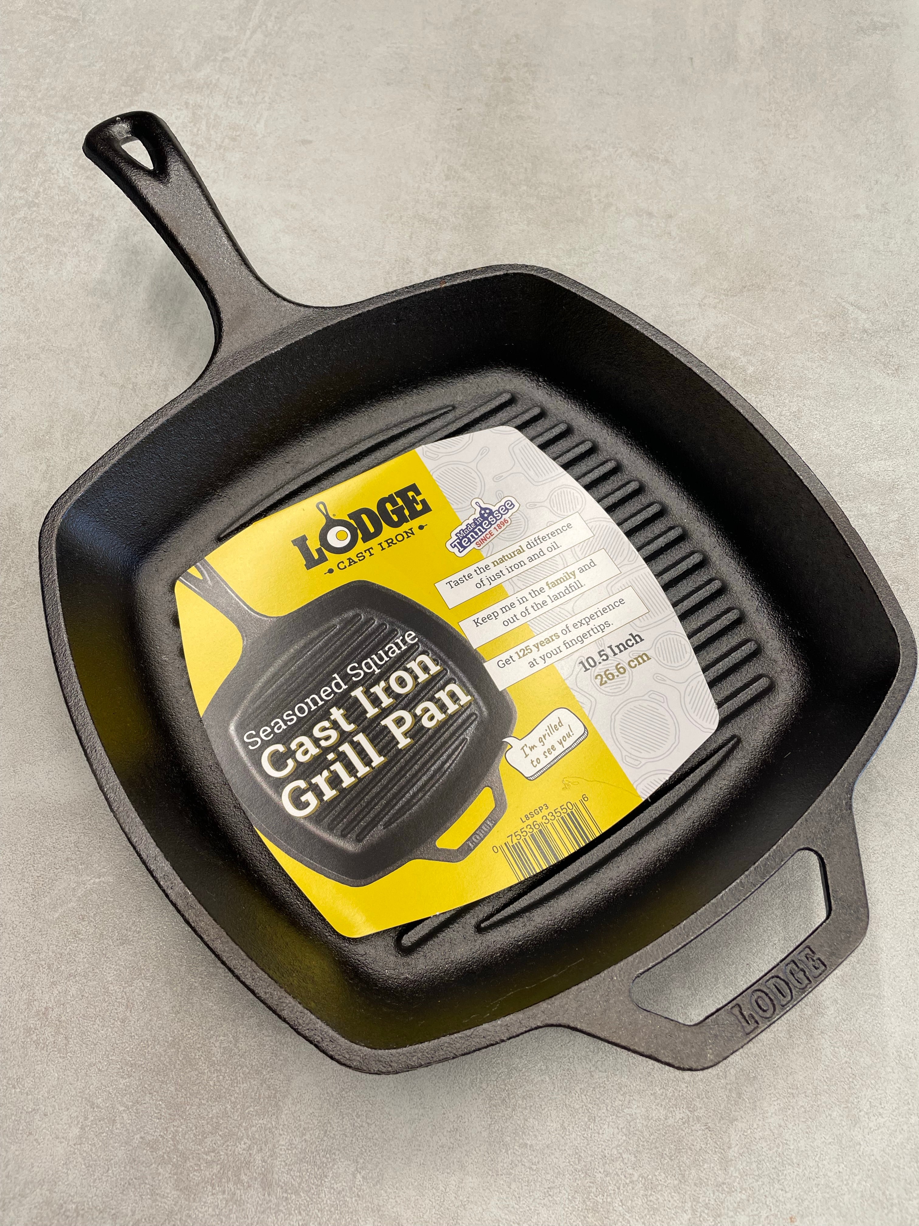 Lodge Cast Iron 10.5 Seasoned Square Grill Pan