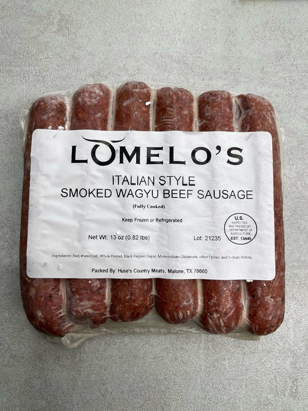 Italian Style Smoked Wagyu Beef Sausages with Garlic - Fully Cooked - 6 PCS - 13 oz